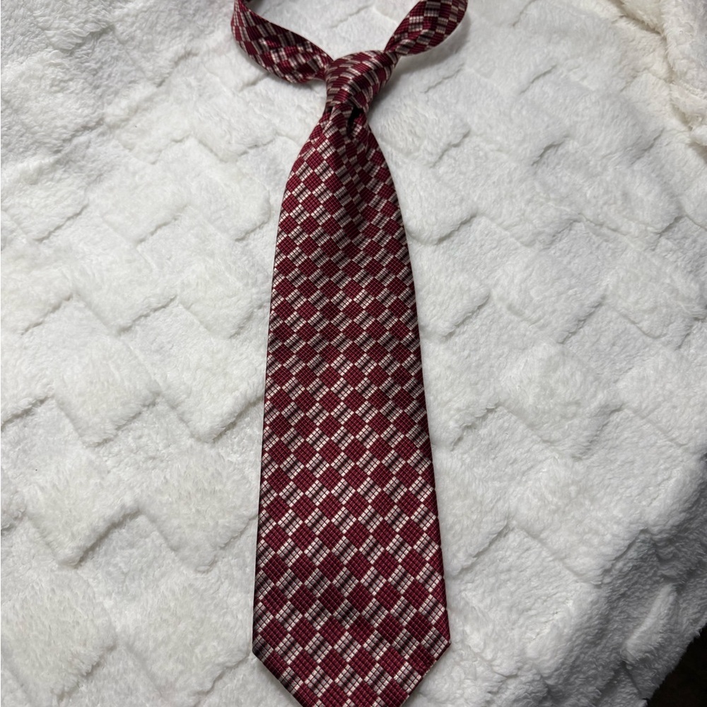Elegant Red Checkered Men's Tie